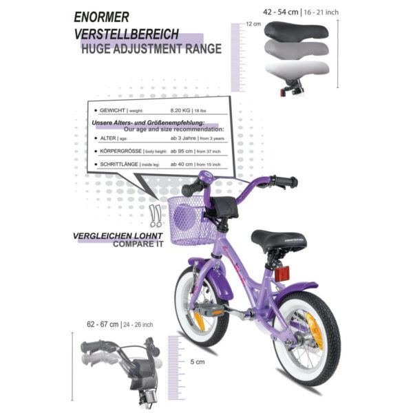 Vélo 12" enfant 3 ans avec roues stabilisateurs