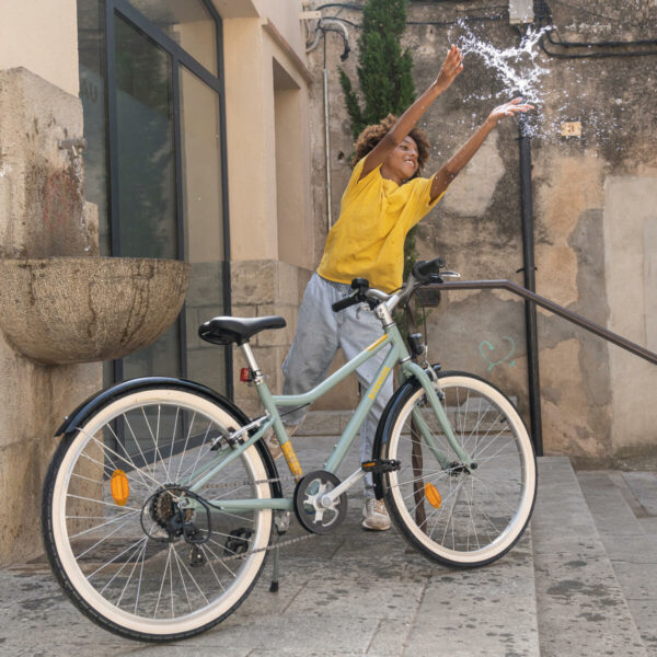 Vélo VTC Enfant RIVERSIDE 500 KAKI 24" 9-12 ans